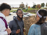 Students outside on campus